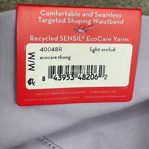 NWT Spanx Ecocare Seamless Shaping Thong Light Orchid Compression Undies Sz M - Picture 8 of 9